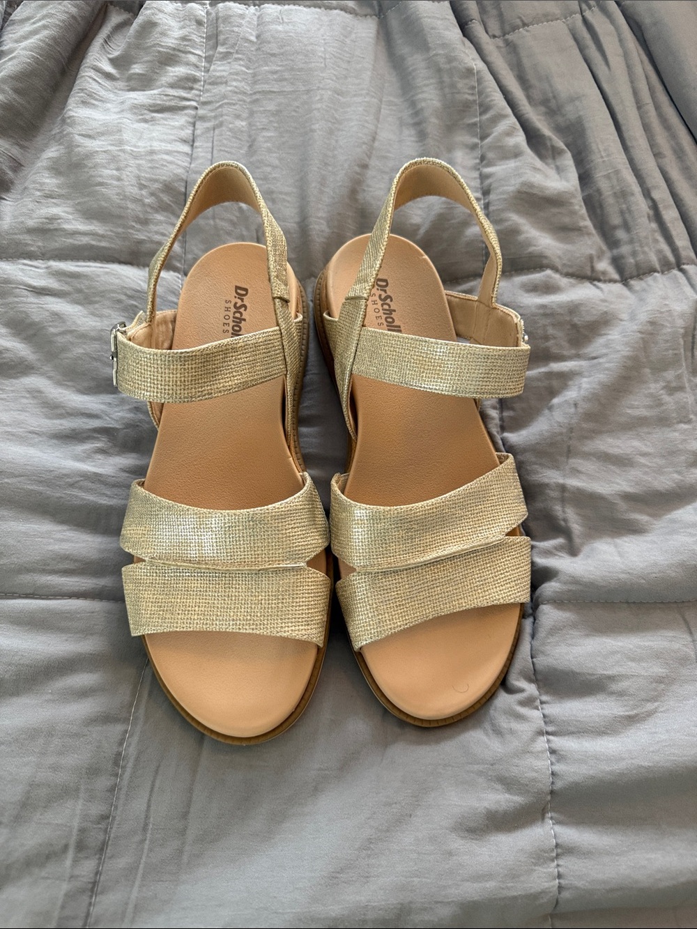 Dr. Scholl's 8.5 Women's Gold Slingback Sandals Velcro